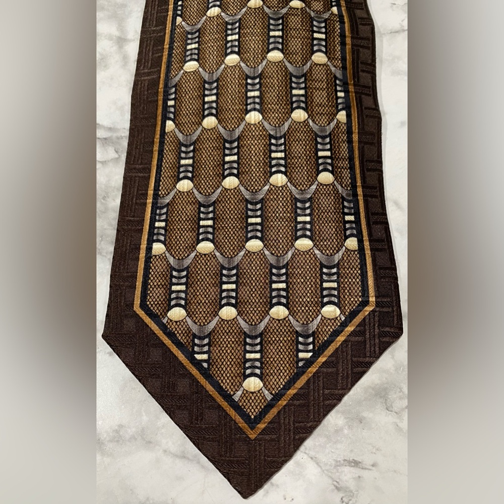 Versani Italy Brown & Beige 100% Silk Tie